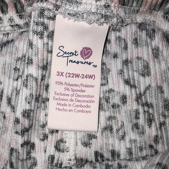 Secret Treasures size 3X (22W-24W) pink leopard print pajamas - Picture 3 of 5